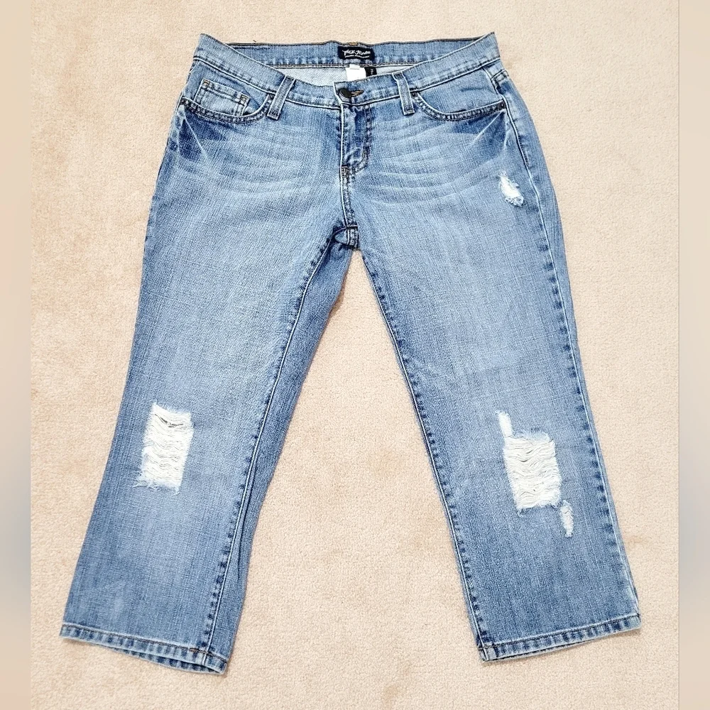 Truck Jeans Distressed Capris 100% Cotton Made In USA Woman's Size 7 - Picture 4 of 12